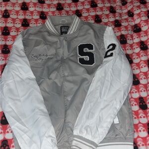 Gray and White Varsity Jacket